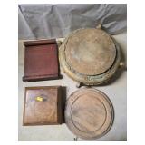 Wooden Artifacts Including Risers, Turntable, and