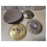 Four Metal Lamp Base Components in Brass and Steel