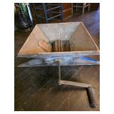 Antique Wooden Grape Crusher with Hand Crank and M