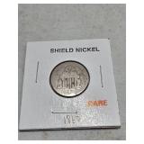 1867 Shield Nickel in Carded Holder