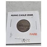 1858 Flying Eagle Cent in Cardboard Holder