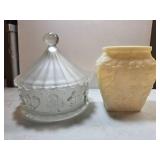 Frosted Glass Candy Dish with Lid and Lenox Imperi