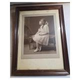Framed Vintage Photograph of a Young Girl in White