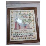 Framed Cross-Stitch Depiction of Bruton Parish Chu