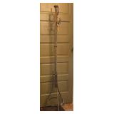 Antique Brass Coat Rack with Four Hooks and Tripod