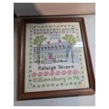 Framed Hand-Stitched Needlework Depicting Raleigh