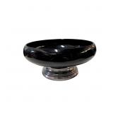 Black Amethyst Glass Footed Bowl by Cambridge Glas