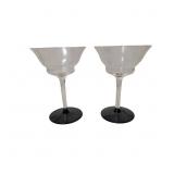 Two 1930s-1940s 16-Panel Optic Cocktail Glasses wi