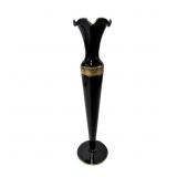 Vintage Black Amethyst Glass Bud Vase with Gilded