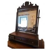 Antique Mahogany Tabletop Vanity Mirror With Three