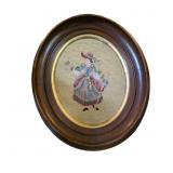 Vintage Framed Needlepoint Depicting Victorian Lad