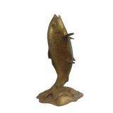 Vintage Brass Koi Fish Sculpture with Textured Det