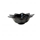 Fenton Black Amethyst Glass Lotus Bowl with Scallo