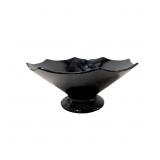 Vintage Black Amethyst Glass Footed Bowl, 8.5 in D