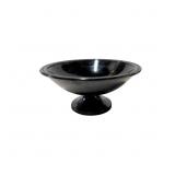 Black Amethyst Glass Footed Bowl by L.E. Smith wit