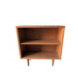 Mid-Century Modern Wood Record Cabinet with Open S