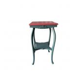 Two-Tone Green and Red Painted Wooden Plant Stand