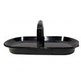 L.E. Smith Black Glass Tidbit Tray with Handle, 10