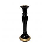 Vintage Black Amethyst Glass Candlesticks with Gol