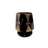 Vintage Black Glass Pedestal Vase with Gold Accent