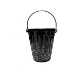 Black Amethyst Glass Ice Bucket with Silver Floral