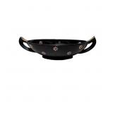 Vintage Black Amethyst Glass Relish Dish with Hand