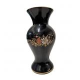 Painted Black Amethyst Glass Vase, 8.5 Inches Tall