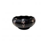Antique Black Glass Vase with Hand-Painted Gold an