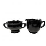 Amethyst Glass Creamer and Sugar Bowl Set, 3 Inche