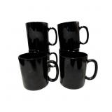 Six Black Amethyst Glass Mugs with Belgian Sheepdo