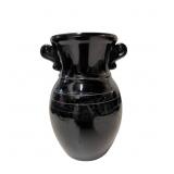 Tiffin Black Amethyst Glass 6" Handled Grecian Urn
