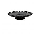Vintage Black Amethyst Glass Pedestal Dish with Sc