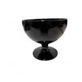 Vintage Black Amethyst Glass Footed Compote Bowl