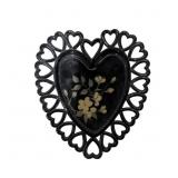 Westmoreland Black Amethyst Glass Heart Plate with