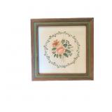 Vintage Framed Theorem Painting with Floral Arrang