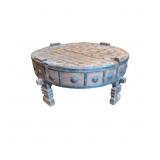 Wooden Grinder Chakki Table With Brown Finish, 27.