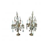Vintage French-Style Brass and Crystal Girandole T