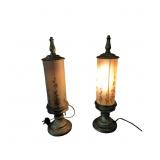 Vintage Reverse-Painted Cylindrical Table Lamp wit