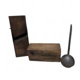 Vintage Kitchen Items Including Slicer, Wooden Box