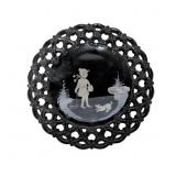 Westmoreland Black Glass Plate with Hand-Painted M