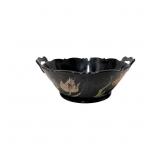 L.E. Smith Black Amethyst Glass Footed Bowl with S