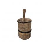 Primitive Wooden Piggin Bucket With Metal Bands, 1