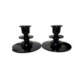Vintage Black Amethyst Glass Candle Holders by L.E