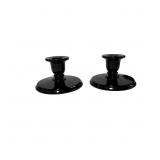 Vintage Black Amethyst Glass Candlestick Holders b