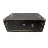 Hand-Painted Black Oak Box with Gold-Colored Pinst