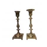 Brass Nautical-Style Candlesticks, 7.5 in and 8 in