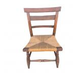 Antique Child-Sized Ladderback Chair with Woven Ru