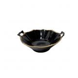 Vintage Black Amethyst Art Glass Bowl with Gold Gi