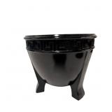 Vintage L.E. Smith Black Amethyst Glass Planter wi