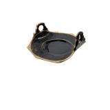 Vintage Black Amethyst Glass Double-Handle Dish wi